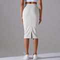 Naked high waist tight hip skirt sports skirt high elastic brushed medium long slit casual yoga women's skirt