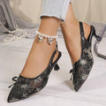 2026new arrivallace pointed toe stiletto back hollow sandals women's frenchbows kitten heels elegant shallow mouth sandals