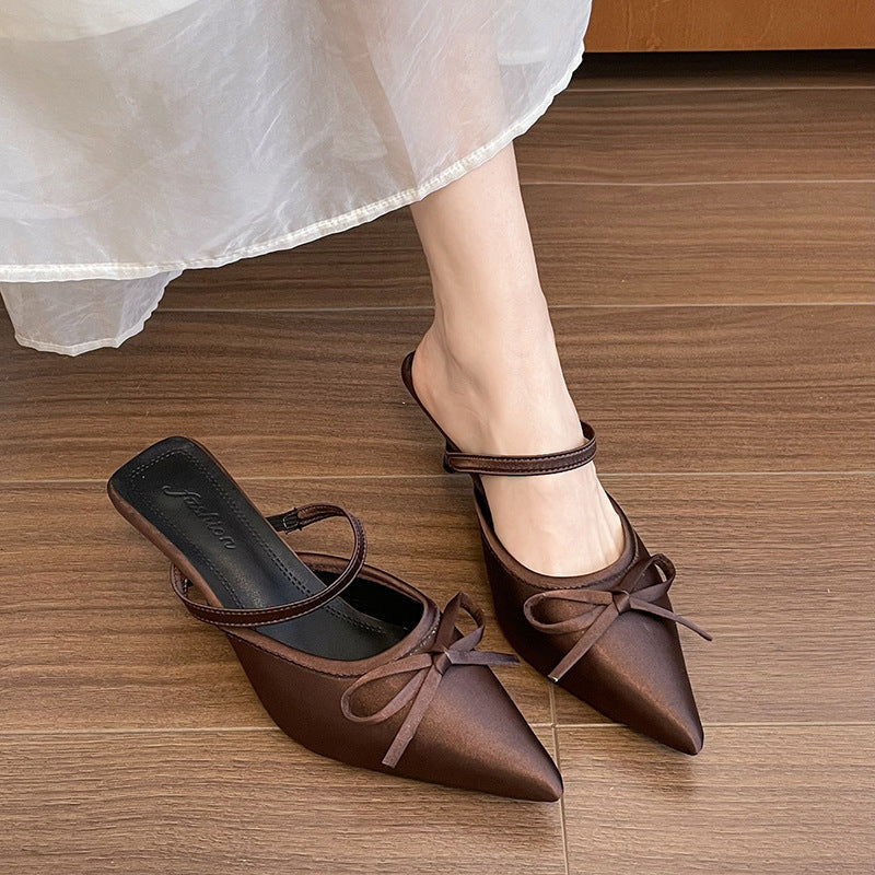 Pointed-toe stiletto slippers, women's outerwear slip-on mules, 2026 summer fashion european and american style high heels wholesale