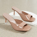 Export patent leather high heel slippers women's stiletto heel  new summer square toe solid color one-strap sandals heels