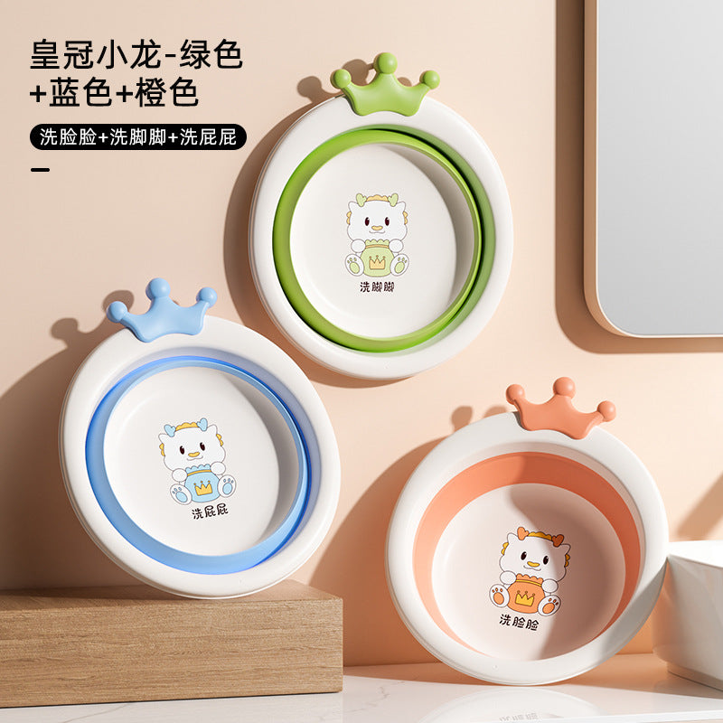 Baby face wash foldable basin - hangable newborn infant bath tub for washing bottoms and feet - baby-specific foldable basin for newborns