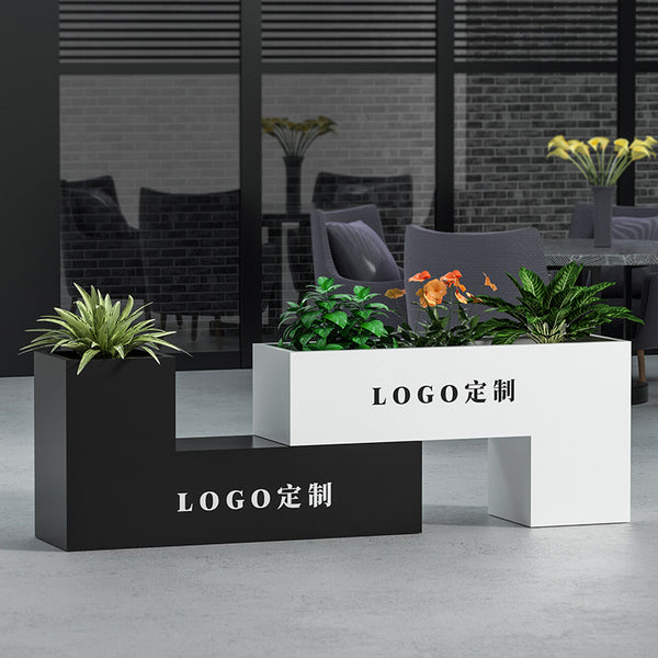 Rectangle outdoor wrought iron flower trough fence cafe milk tea restaurant partition gardening courtyard flower box combination tree box