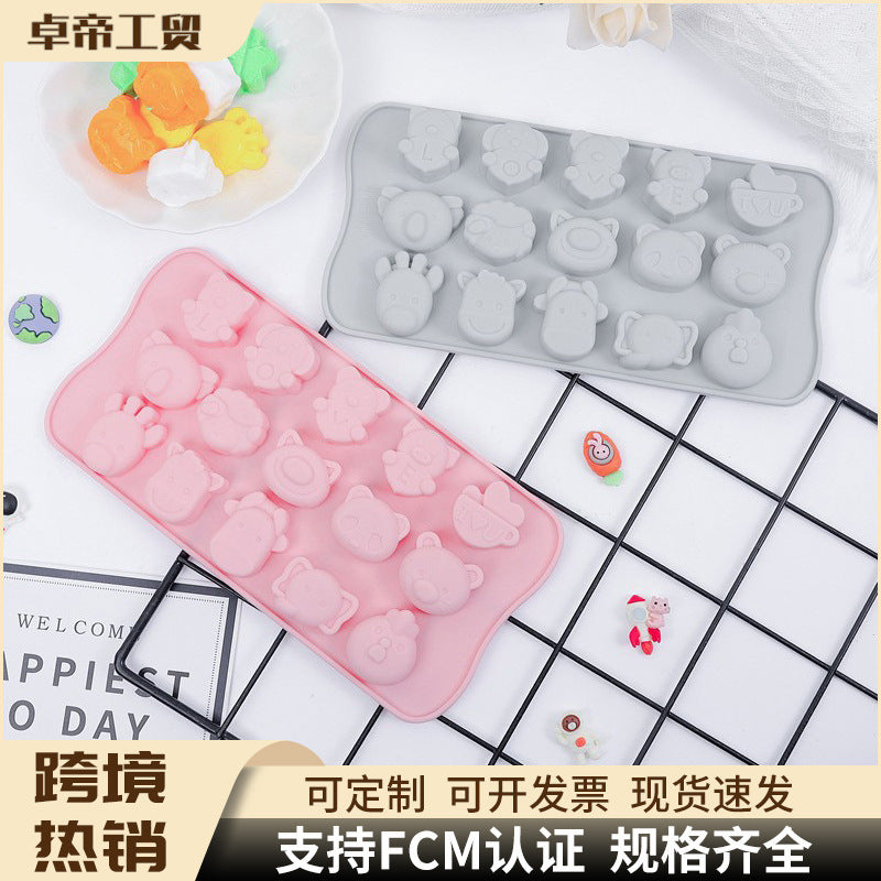 15-cavity cartoon silicone ice cube tray mold - homemade ice pop & ice cube maker, silicone chocolate mold, home diy baking tool
