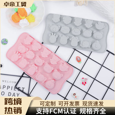 15-cavity cartoon silicone ice cube tray mold - homemade ice pop & ice cube maker, silicone chocolate mold, home diy baking tool