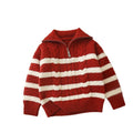 Kids' fall/winter korean style striped sweater cardigan - girls' knitted open front top with zipper detail