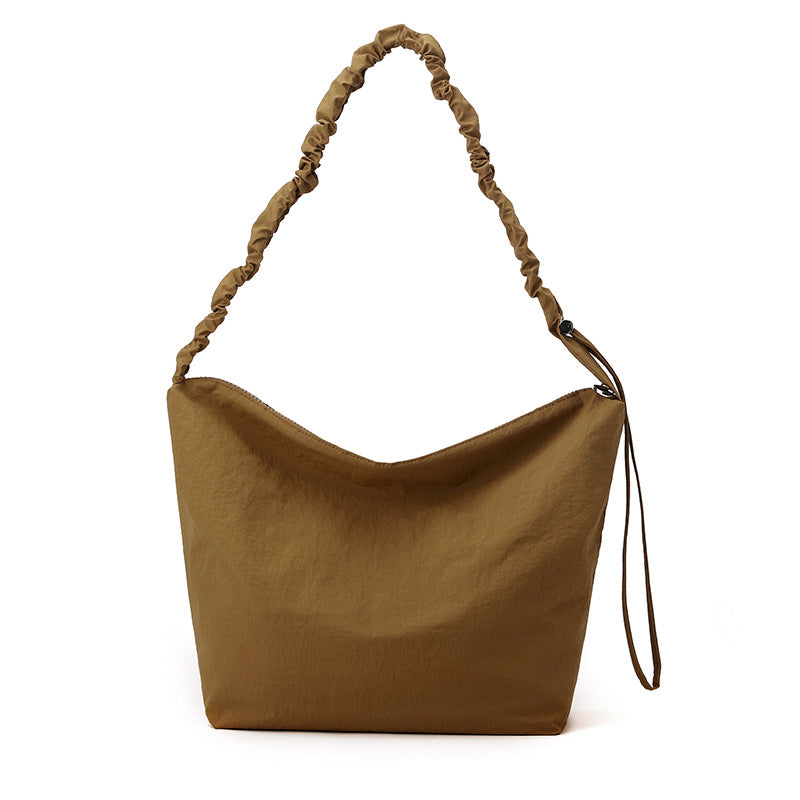 Cloud pleated drawstring shoulder strap bucket bag female solid color simple lazy wind shoulder bag slack niche messenger bag