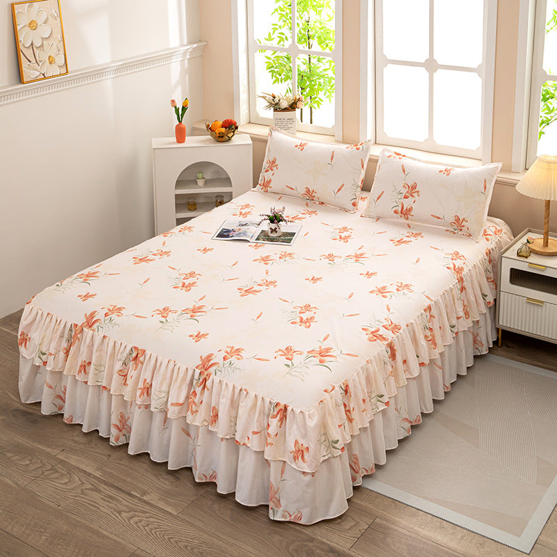 Bed skirt, fitted sheet, thickened bed sheets, comfortablenon-slip mattress protector, single piece simmons bed cover 1.8m double bed