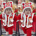 Baby new year's day outfit festive onesie baby winter clothes red hundred days first birthday dress fleece-linedthickened new year clothes
