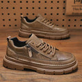 Men's spring new arrivals: men's athletic & casual sneakers - versatile, waterproof, non-slip black leather shoes - leather upper, work-ready trendy footwear