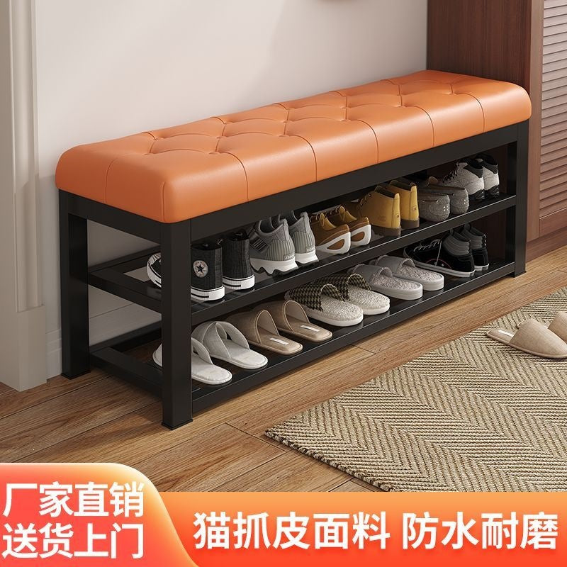 For home shoe changing stool, door can be used as a seat, entrance shoe rack, entrance shoe changing stool, soft cushion, accessorize iron shoe cabinet