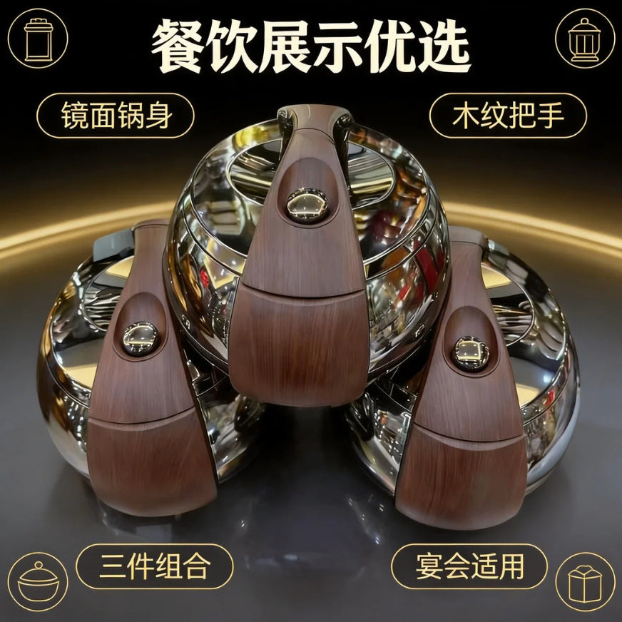 High-end luxury new food warmernew arrival cross-border 3pcs thermal insulation tableware 4l-5l-6l large capacity