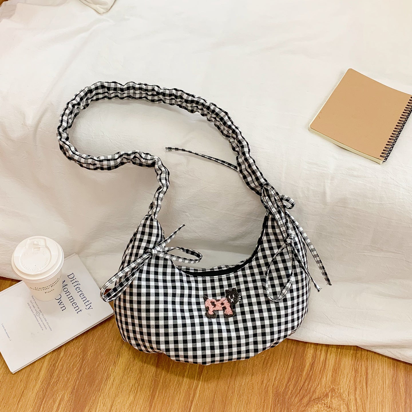 Cross-border ballet style sub-bow bag women's 2025 new casual lazy style canvas bag portable shoulder bag