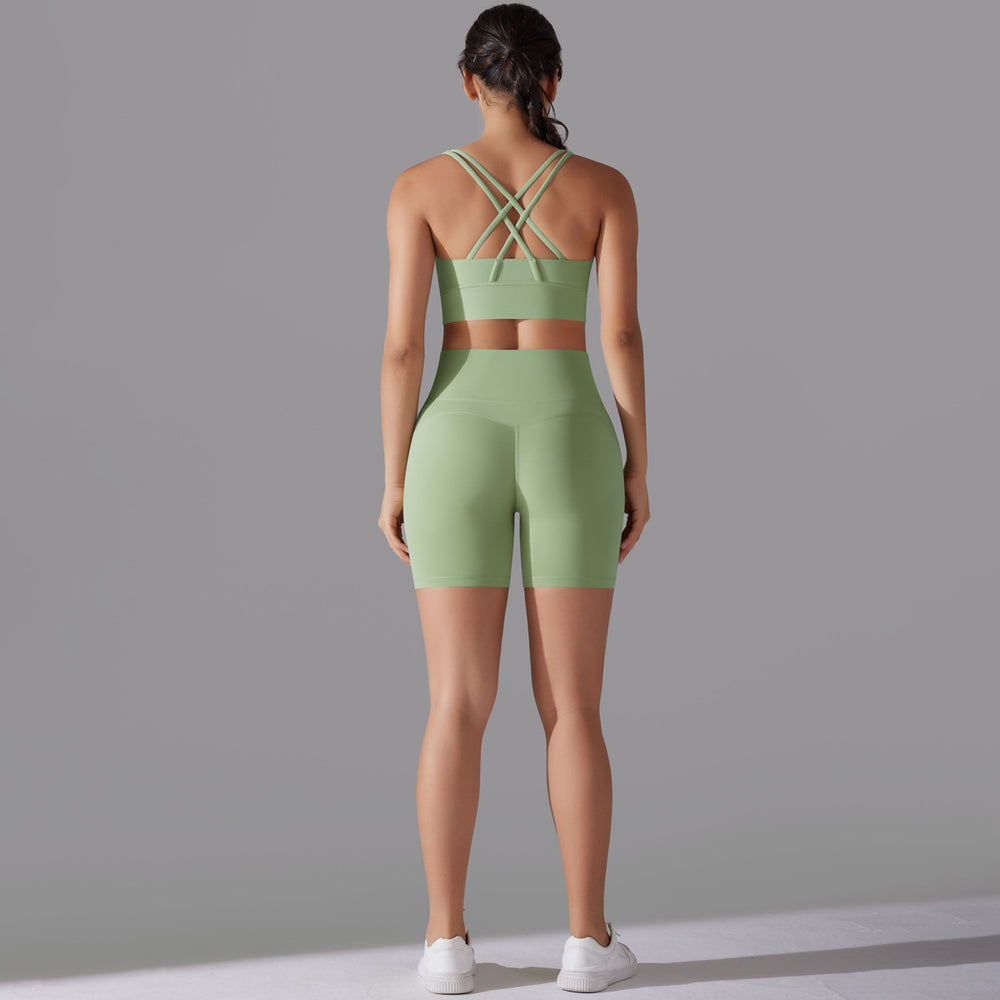 New arrival free underwear three-quarter shorts yoga suit beautiful back cross sports intimates fitness yoga suit