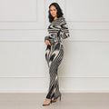 New arrivals: irregular print sexy slim-fit bodycon long sleeve dress for cross-border e-commerce