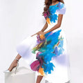 2024 european and american cross-border spring/summer new digital print round neck dress