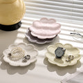 Ins creative floral desktop jewelry organizer ceramic tray - unique embossed entryway display & storage ornament