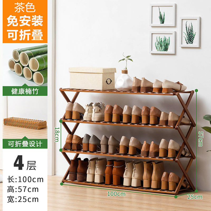 Simple shoe rack, shoe cabinet, wooden dormitory, covering a small area, multi-layer dust-proof entry door at the door, shoe rack, storage rack