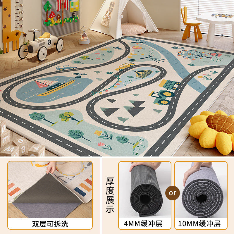 Removable and washable carpet kids room machine washable reading area double layer washable floor mat winter climbing mat bedroom bedside blanket