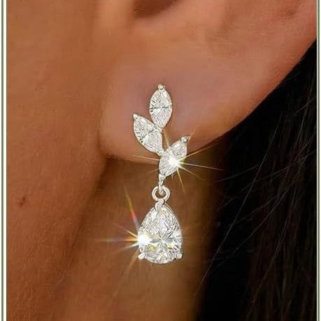 Amazon foreign trade new year wedding zircon teardrop earrings pearl pendant bridal stud earrings elegant gift for women