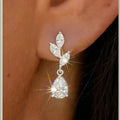 Amazon foreign trade new year wedding zircon teardrop earrings pearl pendant bridal stud earrings elegant gift for women