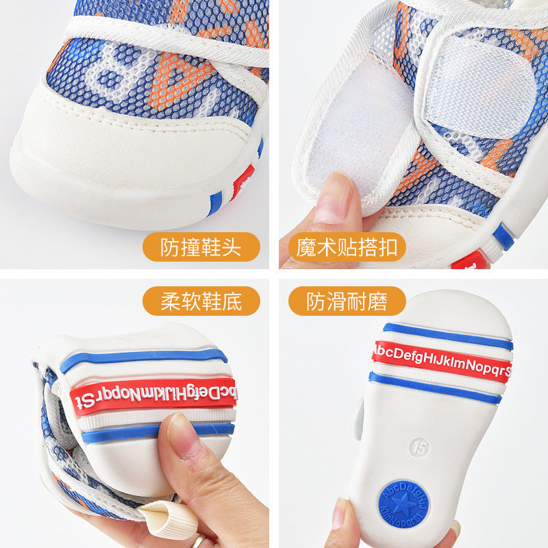 Baby sandals for boys, summer first walker shoes, 0-1-2 years old infant anti-slip soft sole mesh shoes for babies and toddlers, baby girl shoes