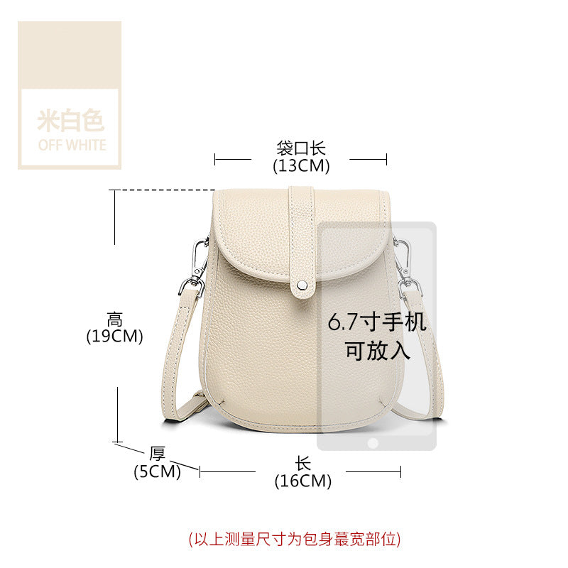 Casual first-layer cowhide shoulder bag women's 2025 new summer fashion genuine leather mobile phone bag casual versatile messenger bag
