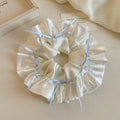 Sweet ballet style satin bow scrunchie - perfect for ponytails, buns, and hair ties