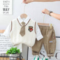 Boys' preppy sweater vest spring/autumn outfit - stylish and casual three-piece set for little gentlemen
