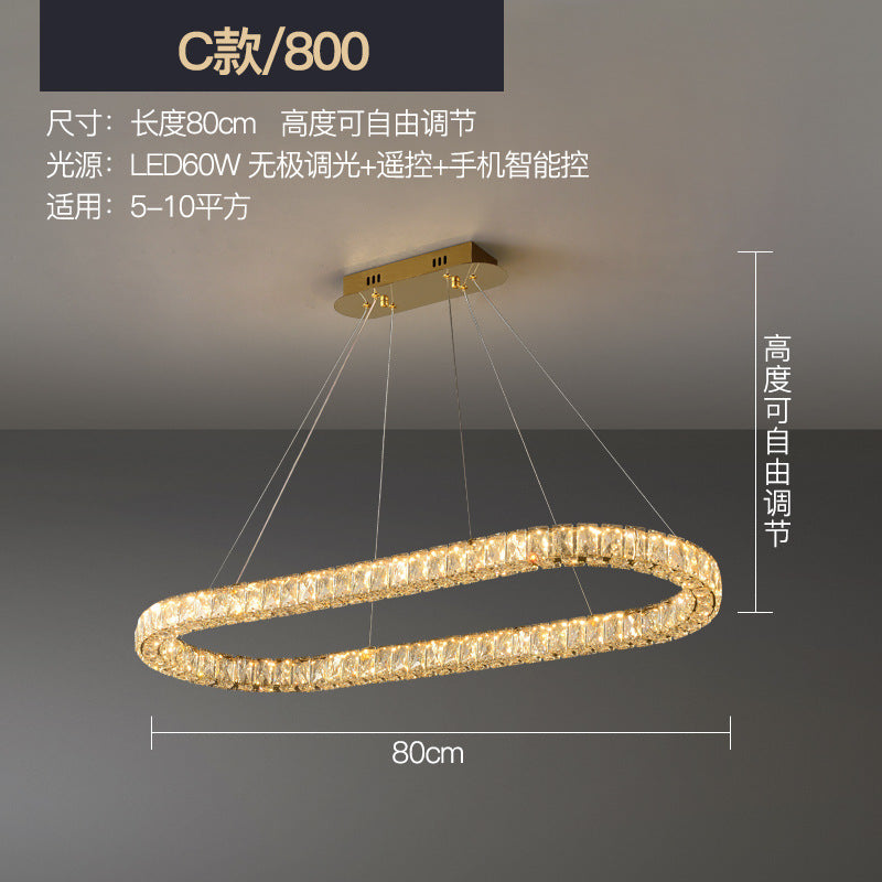 Living room crystal chandelier light luxury combination modern simple dining room master bedroom light 2022 new whole house package lighting