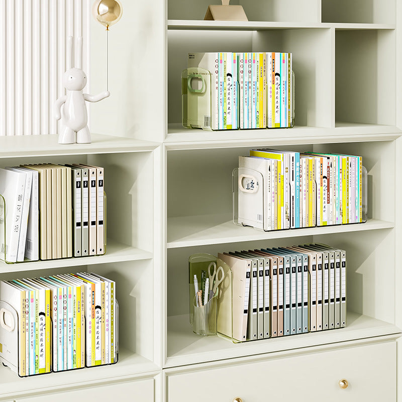 Desktop bookshelf storage box transparent student book desk stand baffle acrylic pen holder shelf