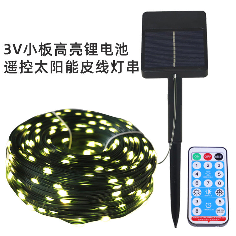 Cross-border PVC copper wire light string outdoor waterproof solar LED light string Christmas decoration project lighting leather wire light string