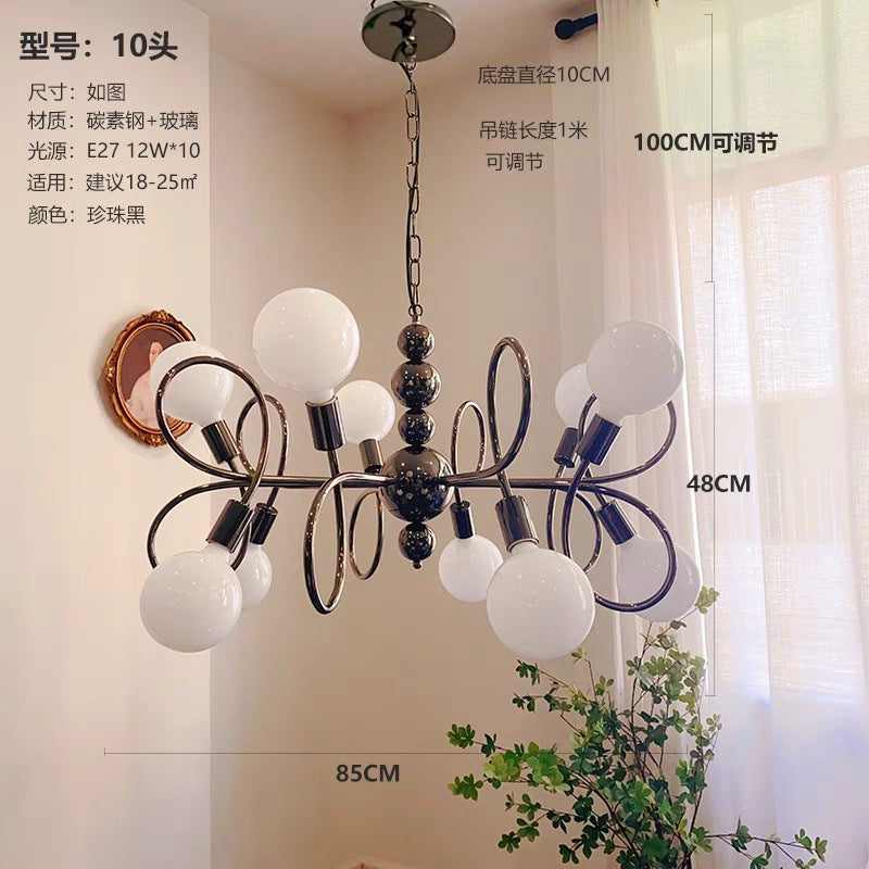 Vintage French Cream Bauhaus Magic Bean Medieval Art Black Chandelier Bedroom Lighting Light Luxury Living Room Main Light