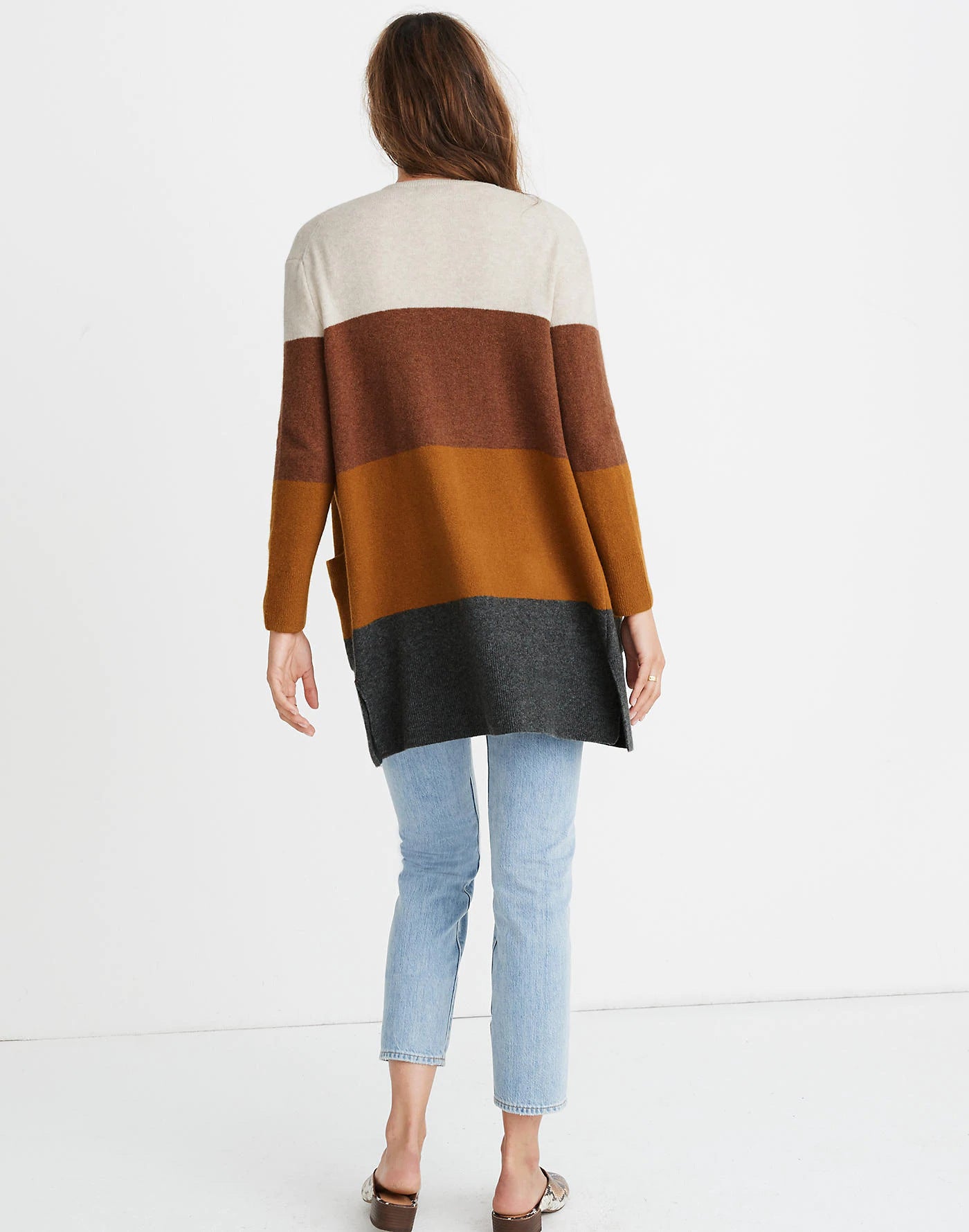 Spot! MY055 striped sweater bag multi-color cardigan color matching jacket top