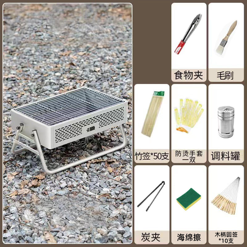 Outdoor bbq grill, detachable multifunctional rotisserie, foldable rack, home-use fire pit for tea brewing, charcoal grill