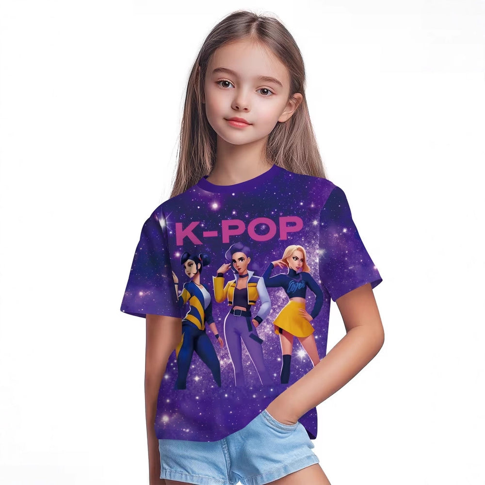 Witcher t-shirt, kpop 3d digital printing summer girlscasualfashion round neck short sleeve factory direct supply