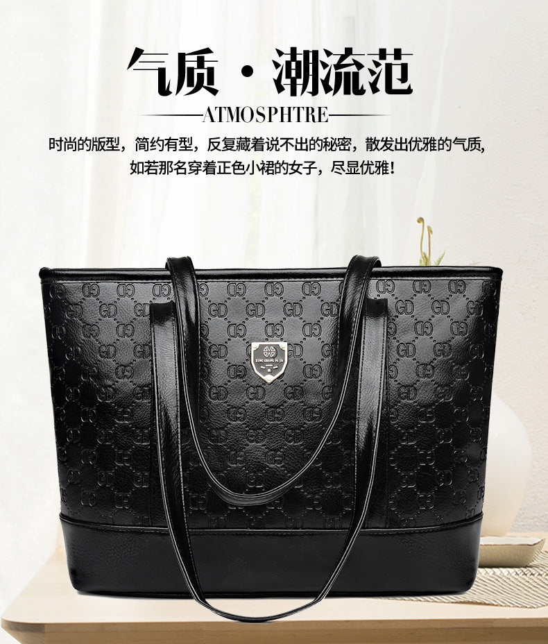 Women's handbag 2023 new large capacity tote bag fashion trendy shoulder bag soft leather middle-aged women's tote wholesale