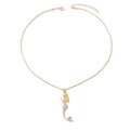 Wholesale mermaid pendants: european & american style, cute beach necklace, light luxury diamond-accented, versatile metal choker for women