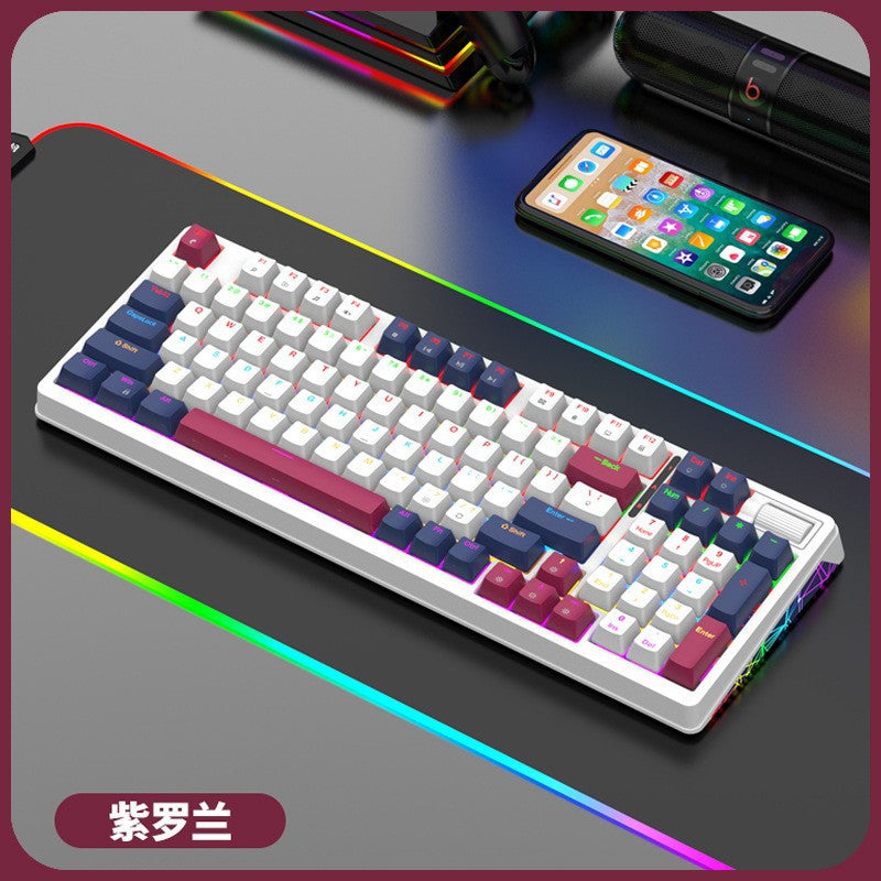 K85 wired mechanical keyboard - tri-color keycap, hot-swappable, for gaming, desktop, office, home use, backlit usb