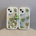 Full screen green love heart suitable for apple apple 16pro flower chain mobile phone case iphone13/15 protective cover