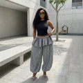 Amazon  spring/summer new fashion plaid high-waisted wide-leg joggers with elastic ankle cuffs
