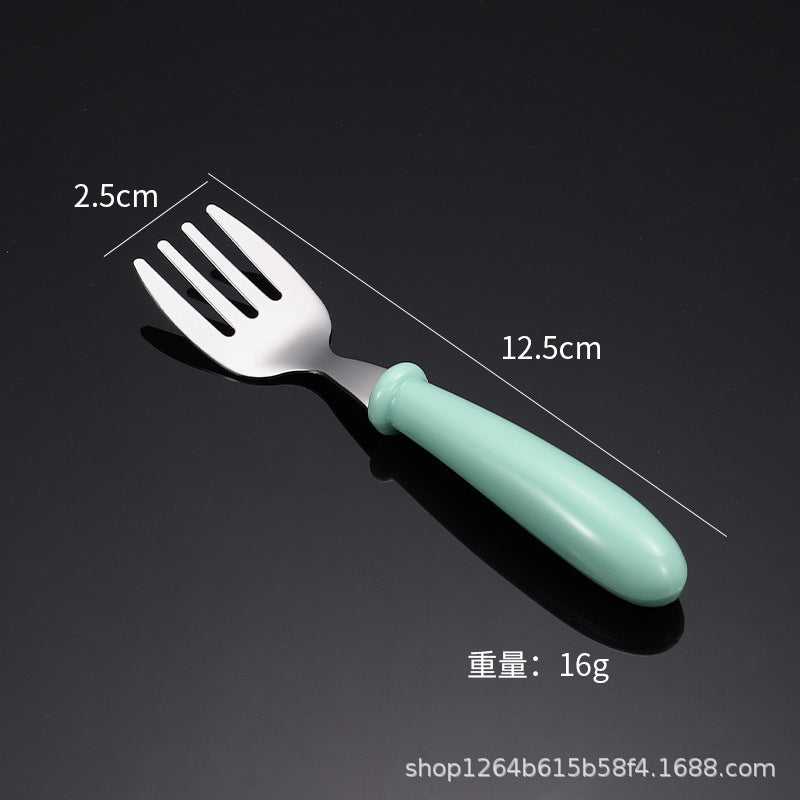 Cross-border 304 stainless steel children's tableware spoon fork box three-piece set baby feeding tableware mother and baby gifts