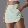 New arrival cool sun protection tennis skirt high waist tight slimming lookfake two-piece skirt women's back waist flap pocket pants sports yoga skirt