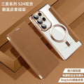 Suitable for samsung s26ultra electroplated gold shield magnetic leather case mobile phone case foreign trade a56 all-inclusive flip protective cover