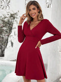 Women's fall/winter a-line dress solid color bodycon mini dress long sleeve dress