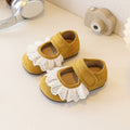Custom new children's leather shoes korean style girls' lace-trimmed princess shoes elegant student patent leather soft sole flats