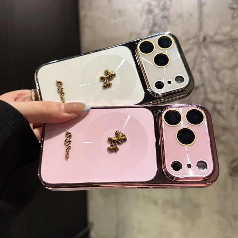 Golden horse star ring magnetic case for apple 17 pro - instantly transform your phone with cd texture, aurora lens protection, and full coverage for apple 15