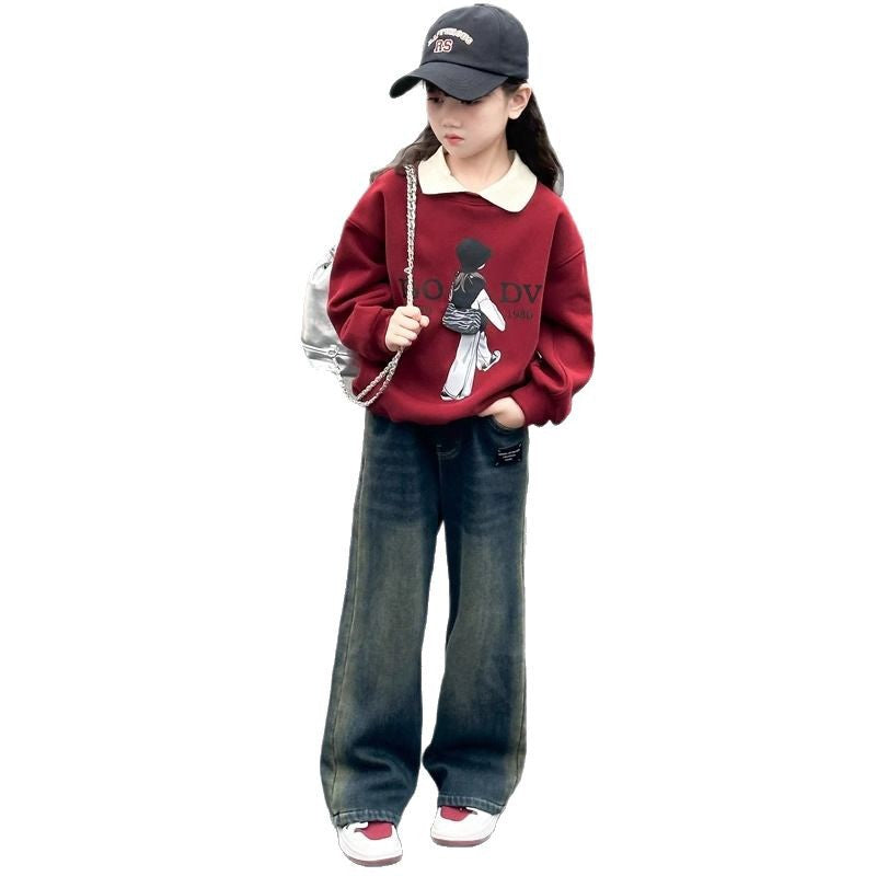 Girls' spring sweatshirt & spring/autumn polo shirt -  new korean style trendy tops for fashionable kids