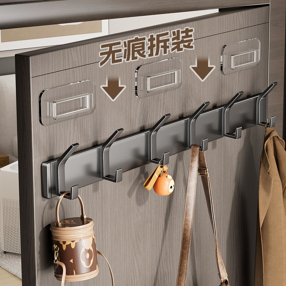 Hook-free punch-free wall-mounted bathroom coat rack, toilet bathroom door rear row hook, cross-border