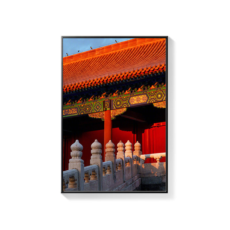 Beijing Forbidden City Snow Scene Decorative Painting New Chinese Architecture Eaves Red Wall Hanging Painting Chinese Style Restaurant Box Mural