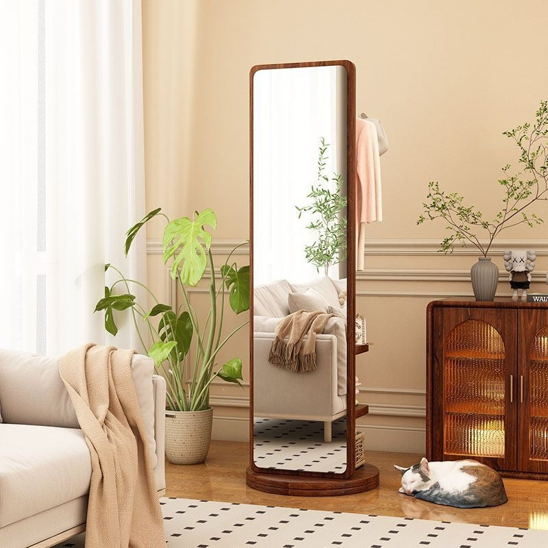 New premium floor-mounted dressing mirror for home bedroom, rotating mobile try-on mirror, multifunctional living room storage coat rack